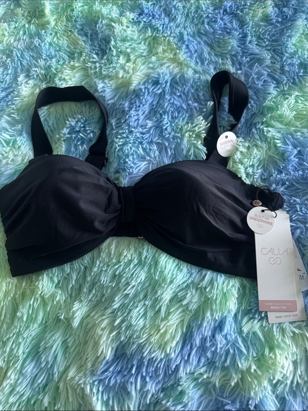 CALIA by Carrie Underwood Black Knot Front Underwire Bikini Top